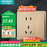 西门子（SIEMENS）开关插座面板 五孔二三插座墙壁86型强电10A插座 致典系列日曜金 五孔带开关（新老国标随机发）