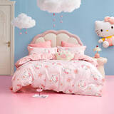 水星家纺三/四件套纯棉100%纯棉三/四件套被套枕套儿童学生宿舍套件 樱花纷纷KT【卡通动物/婴幼儿A类】 床单款 （被套200*230cm）