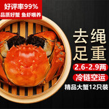 【活蟹】湖鲜阳澄 大闸蟹 去绳足重 2.6-2.9两 12只 鲜活六月黄现货超大螃蟹海鲜礼盒装