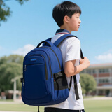 Edison初中生书包防泼水大容量双肩包小学生高年级减负背包L796-3深蓝色