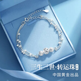 珍·尚银中国黄金授权转运珠串银手链女生日礼物纪念节日送女朋友老婆妈妈 【三生三世】转运珠·银手链