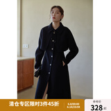 独束大码女装气质时尚毛呢两件套冬季新款胖mm两穿式双面呢大衣女 静谧黑 XL
