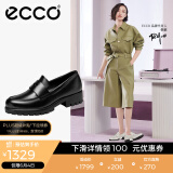 爱步（ECCO）【明星同款】乐福鞋女 百搭牛皮厚底粗跟英伦风单鞋女 摩登490013 黑色49001301001 建议选小一码 37 （偏大，建议选小一码）