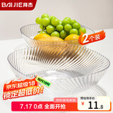 拜杰水果盘零食盘家用果盘客厅干果盘托盘糖果坚果盘透明白2只装