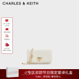 CHARLES&KEITH经典菱格链条小方单肩斜挎包包女包生日母亲节礼物CK2-70160131 Cream奶白色 小包