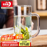青苹果带把茶杯水杯 啤酒杯扎啤杯 无铅玻璃杯饮料杯可乐杯 320ML