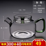 锦格玻璃茶壶泡茶壶侧把茶壶功夫茶具耐高温加厚茶壶过滤耐热全玻璃壶 玻璃小壶H21绿大号：400ML