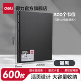 得力（deli）名片册卡包收集册男士商务高端名片夹多卡位名片收纳册桌面立式高档大容量皮质商务夹信用会员卡 加厚活页款-墨黑-600张 5780