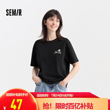 森马[凉感T]观园吉联名短袖T恤女抗菌宽松熊猫夏装潮109324100013