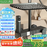 惠达（HUIDA）淋浴花洒全套家用卫生间手持沐浴大顶喷浴室花洒增压套装W01枪灰