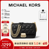 MICHAEL KORS礼物轻奢MK女包SLOAN皮质链条单肩斜挎包小号黑色/金色