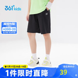 361°儿童短裤夏季男女童3-12岁透气运动裤梭织五分裤 黑 160