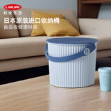利快 收纳桶日本进口收纳篮带盖家用储物凳凳子脏衣篓收纳筐篮藤编 浅蓝4L
