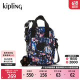 Kipling女款轻便帆布包新迷你包斜挎包斜手机包时尚女包生日送礼物|DALYA 黑底笔触印花