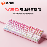 前行者（EWEADN）v80有线静音键盘真机械手感高颜值渐变侧刻便携87键女生办公笔记本电脑游戏电竞RGB背光外设