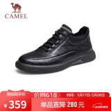 骆驼（CAMEL）男士休闲商务通勤软底舒适运动皮鞋 G13A155075 黑色 44