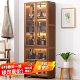 木马人客厅靠墙酒柜隔断柜玄关柜酒吧红酒架子吧台角柜置物架家用展示柜 【透明四门】茶色-五层65长