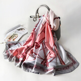 达芬奇密码丝巾女士围巾秋冬超大款加长印花纱巾防嗮披肩 生日节日礼物 OL风 西瓜红