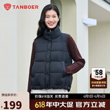 坦博尔羽绒服马甲女立领宽松外搭短款羽绒背心外套TD236006 黑色 165