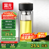 富光 男女士双层玻璃杯 水杯 支持团购定制 304杯子泡茶杯400ML黑