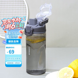 乐扣乐扣（LOCK&LOCK）人鱼线塑料运动水杯夏天便携水壶带刻度提手男女水杯子520ML灰色