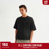 CHINISM  CH赤尘字母印花短袖T恤男士夏季简约潮牌休闲情侣半袖简约上衣 黑色 XL