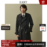 汉尼（HANY）德式战壕风衣男外套男士英伦风切尔西军大衣黑色大衣长款男装春夏 特洛斯黑 M (48) 【建议130-150斤】