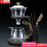 正扬懒人泡茶神器玻璃自动茶具套装家用磁吸整套功夫茶杯茶壶三件套盘 自动(楼阁)-单主机