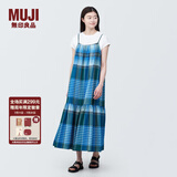 无印良品（MUJI）女式马德拉斯格纹吊带连衣裙女装裙子格子裙纯棉全棉长裙BC2IIA4S 蓝色格纹 M 160/84A