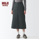 无印良品 MUJI 女式 丝光斜纹 裙子半身长裙秋冬季简约风纯棉全棉BEK37C2A 炭灰色 L(165/70A)