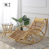 藤之灵（TENGZHILING）老人家用午休阳台懒人摇摇椅躺椅成人可睡觉大人休闲逍遥真藤沙发 竖条原色+茶几 （进口真藤 ）