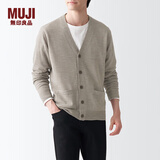 无印良品 MUJI 男式 美利奴羊毛可水洗V领开衫长袖针织衫男士毛衣冬季男款 米色 S (165/84A)