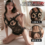 山茶蜜桃 情趣内衣睡衣性感方便房事女夫妻刺激高档sm透视连体衣开档免脱