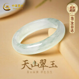 中国黄金玉手镯女玉镯玉石镯子新中式简约百搭生日礼物送女朋友老婆妈妈 天山翠手镯【圈口60】