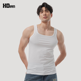 续点方领背心男 夏季大领口小背心纯色紧身修身健身马甲运动训练服 白色 L (118-130斤左右)修身型