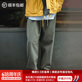 马登工装美式复古Easypants卡其休闲裤军绿色宽松直筒束脚长裤子男夏 灰绿色 XL （160-175斤）