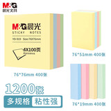 晨光（M&G）文具便利贴组合套装4色四分条标签贴76*76mm/76*51mm/76*19mm办公用品各1包