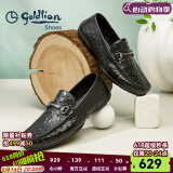 金利来（goldlion）豆豆鞋男鞋春夏季商务休闲鞋套脚男士皮鞋时尚鸵鸟纹乐福鞋皮鞋男 黑色（偏大一码） 39