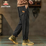 大嘴猴（paul frank）牛仔裤男士秋冬季美式宽松裤子男裤阔腿休闲裤男 黑灰色 32