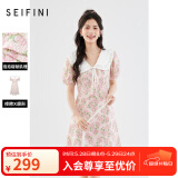 诗凡黎【明星同款】娃娃领碎花连衣裙女24年夏新款多巴胺甜美粉色公主裙 粉色 S 155/80A