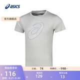 亚瑟士ASICS运动T恤男子跑步短袖透气舒适运动上衣 2011D076-001 灰色 L