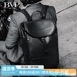 BVP背包男2025年新款双肩包商务出差电脑包休闲书包真皮包生日礼物 意大利超A级粒面皮-黑色小号