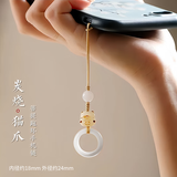 贝意品手机挂饰白菩提炭烧猫爪手机挂绳女款可爱精致指环扣手机壳挂绳招财猫挂饰手机链挂件