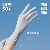 防晒手套女电动车开车骑行薄款夏季冰丝露指两指透气K 浅灰色【手腕加长云朵原纱 】