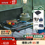 烧烤世家（e-Rover）火狐户外双头炉具 野炊卡式炉露营装备全套火锅烤盘燃气灶烧烤炉 【推荐】火狐小烤盘全家福【绿】