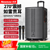 纽曼K33 12吋广场舞户外蓝牙拉杆音箱大功率便携电木吉他民谣乐器音箱演出k歌低音炮地摊摆摊喇叭双麦