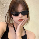 墨镜女夏潮防紫外线高级感2025新款男开车太阳眼镜防晒眼睛GM同款 猫眼-黑框黑灰