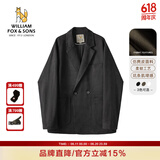 William fox&sons新复古回潮仿麂皮绒小西服男轻商务复古宽松易打理便西休闲西装男 黑色（双排扣） L /50