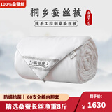 桐乡100%桑蚕丝被芯纯手工天然蚕丝被优质长丝四季被秋冬被子母被 桑蚕丝净重8斤(总重约10斤） 200x230cm【白色全棉】
