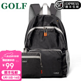 高尔夫（GOLF）可折叠双肩包防泼水男女大容量14英寸学生电脑书包便携户外背包男 黑色